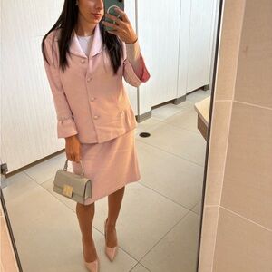 St. John Evening Dusty Pink Knit Jacket and Skirt Set